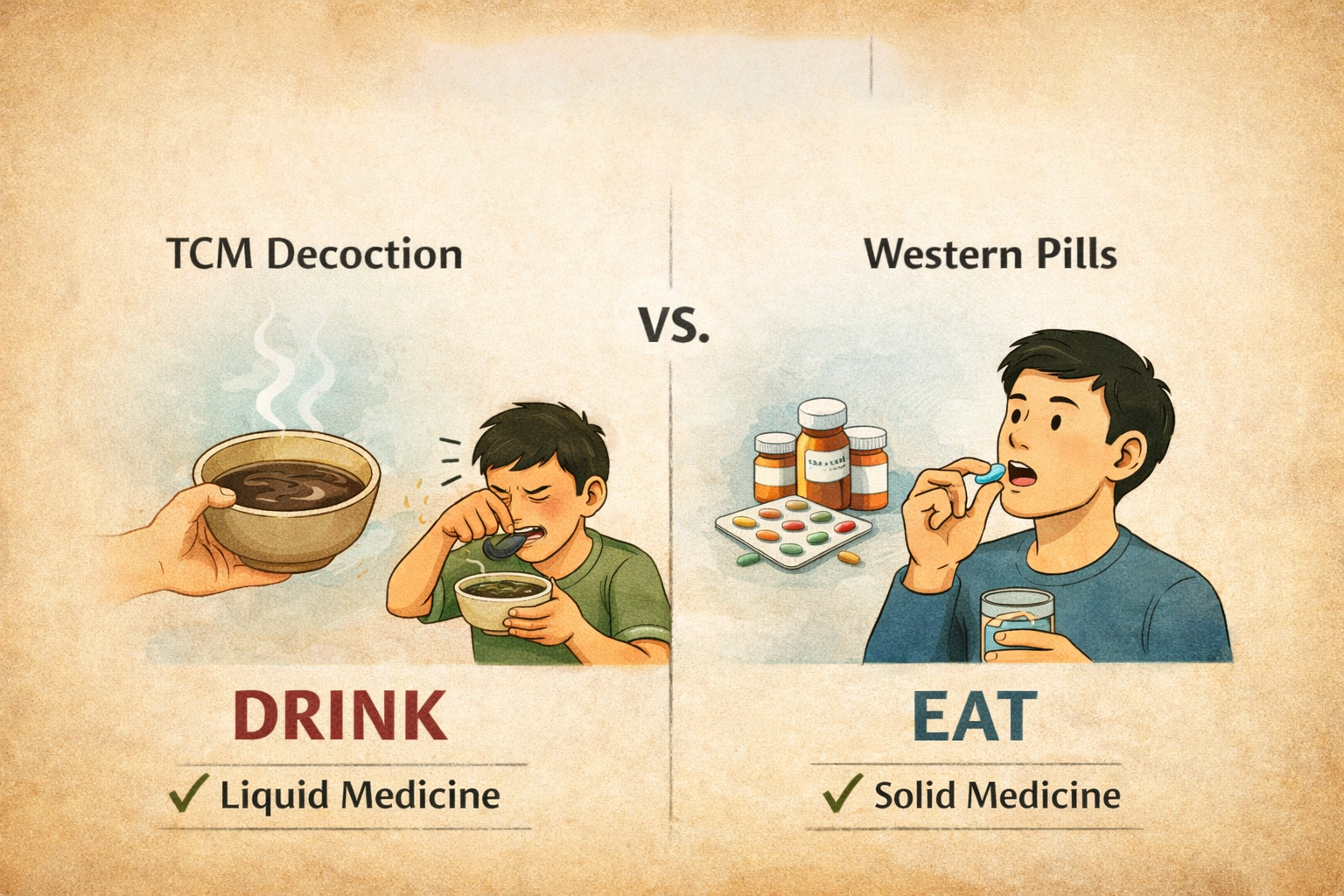 TCM Decoction vs. Western Pills